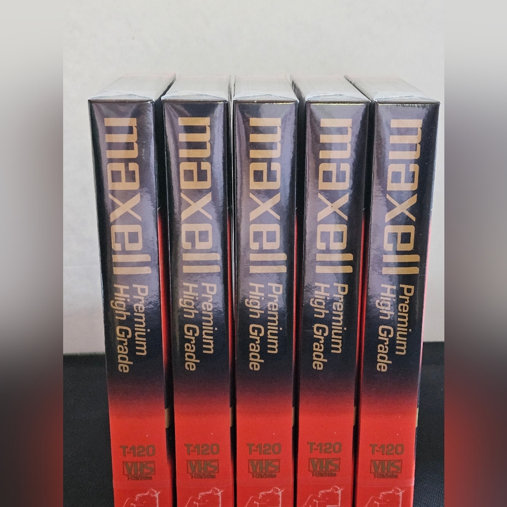 5 Maxwell Premium High Greade T-120 Blank Videocassette Tapes